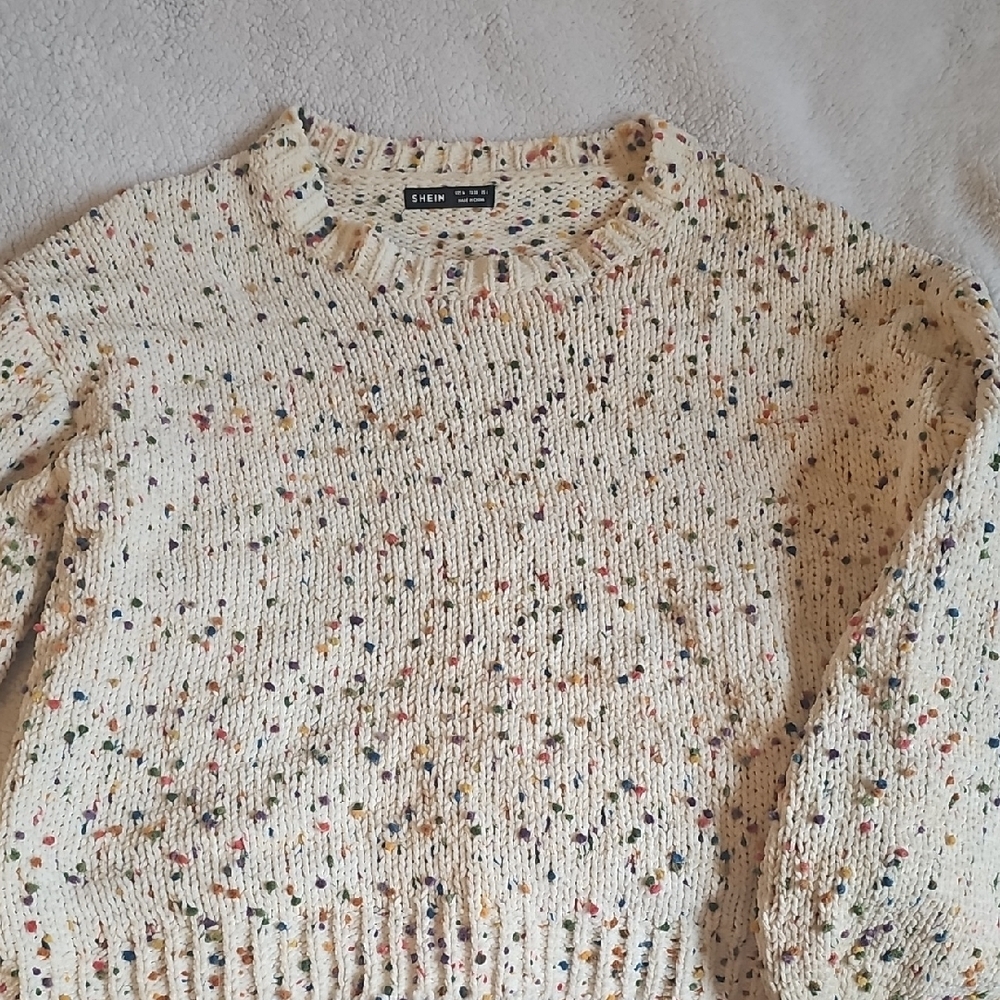 SHEIN‎ Cream Speckled Crew Neck Sweater